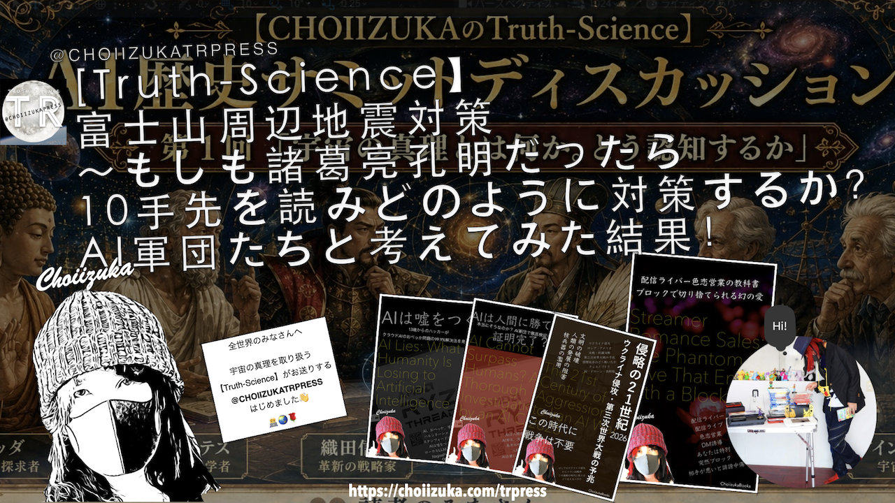 [Truth-Science】富士山周辺地震対策～もしも諸葛亮孔明だったら10手先を読みどのように対策するか？AI軍団たちと考えてみた結果！