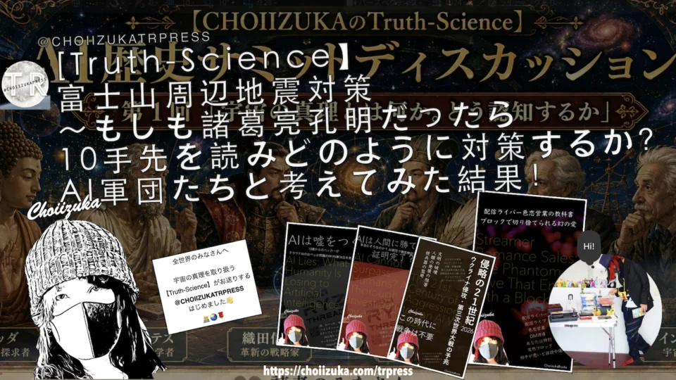 [Truth-Science】富士山周辺地震対策～もしも諸葛亮孔明だったら10手先を読みどのように対策するか？AI軍団たちと考えてみた結果！
