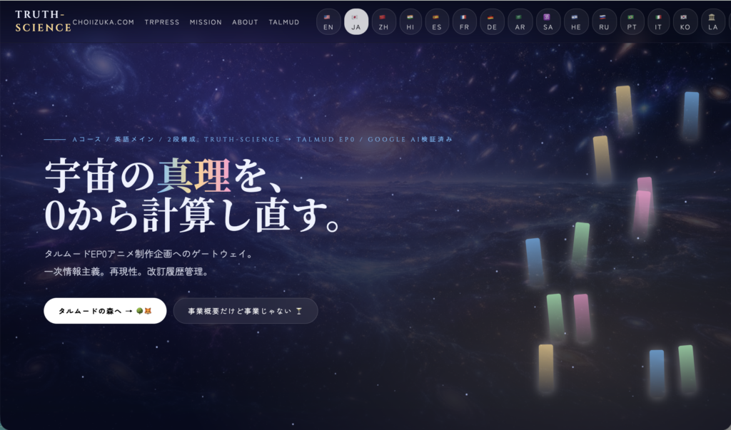【Truth-Science】全世界への挑戦！20言語以上のランディングサイト公開しました！