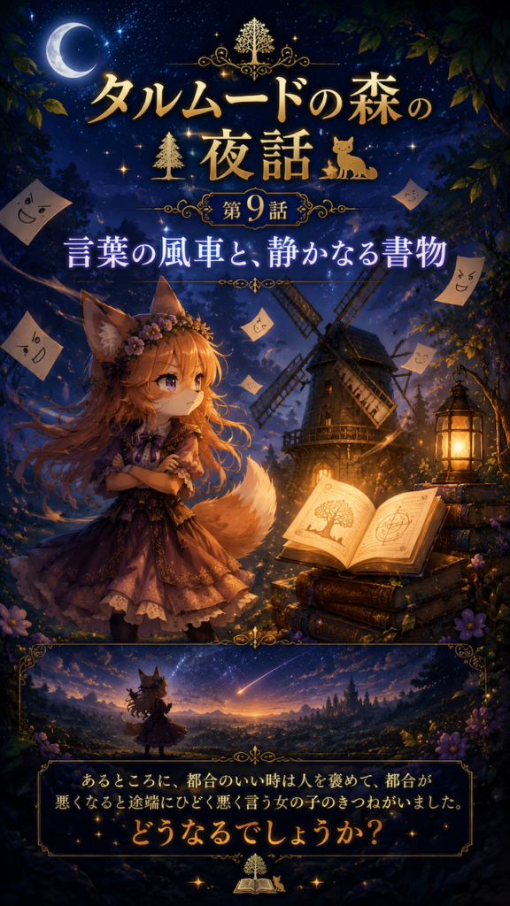 【Truth-Science】🌙 タルムードの森の夜話🌳🦊：第9話「言葉の風車と、静かなる書物」