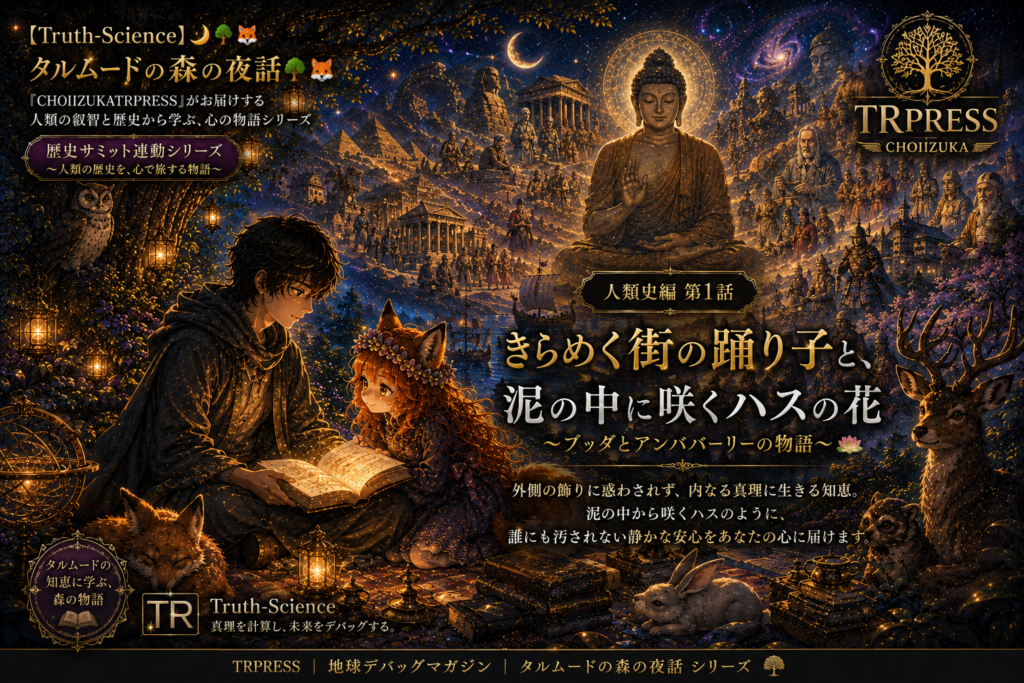  【Truth-Science】🌙 タルムードの森の夜話🌳🦊：人類の歴史編 第1話「きらめく街の踊り子と、泥の中に咲くハスの花」〜ブッダとアンババーリーの物語