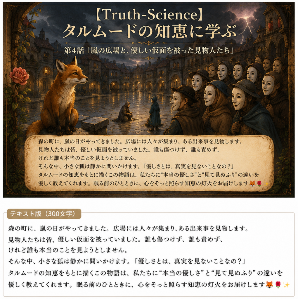 【Truth-Science】タルムードの知恵に学ぶ：第4話「嵐の広場と、優しい仮面を被った見物人たち」