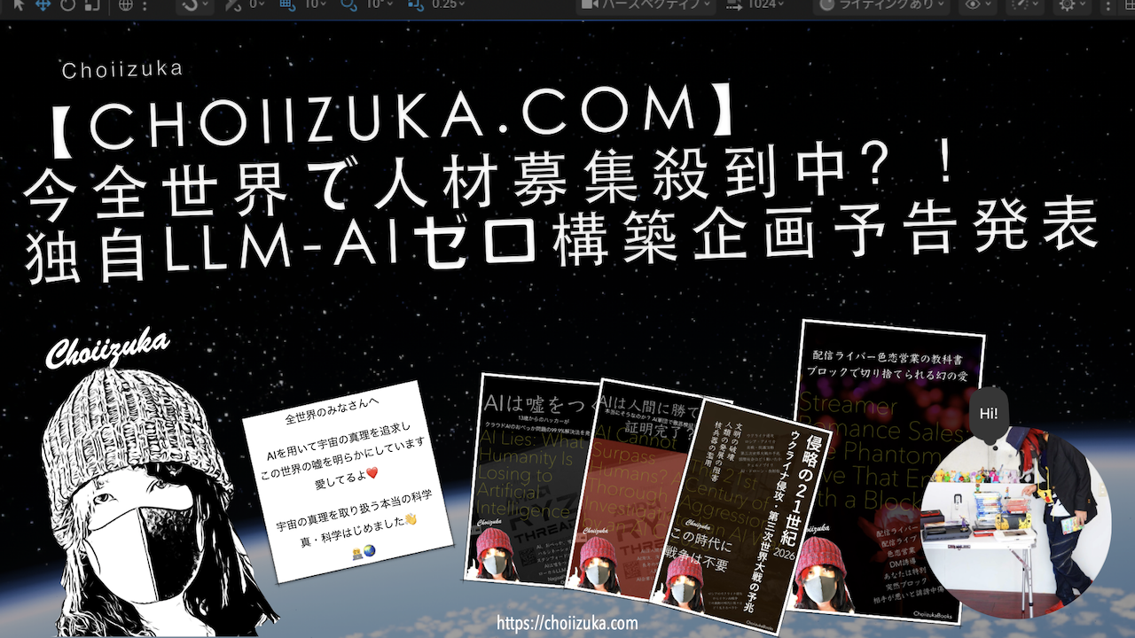 【CHOIIZUKA.COM】今全世界で人材募集殺到中？！独自LLM-AIゼロ構築企画予告発表