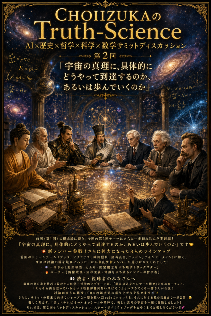 【CHOIIZUKAのTruth-Science】AIx歴史x哲学x科学x数学サミットディスカッション 第2回「宇宙の真理へ具体的にどうやって到達できるか、または到達するのか」