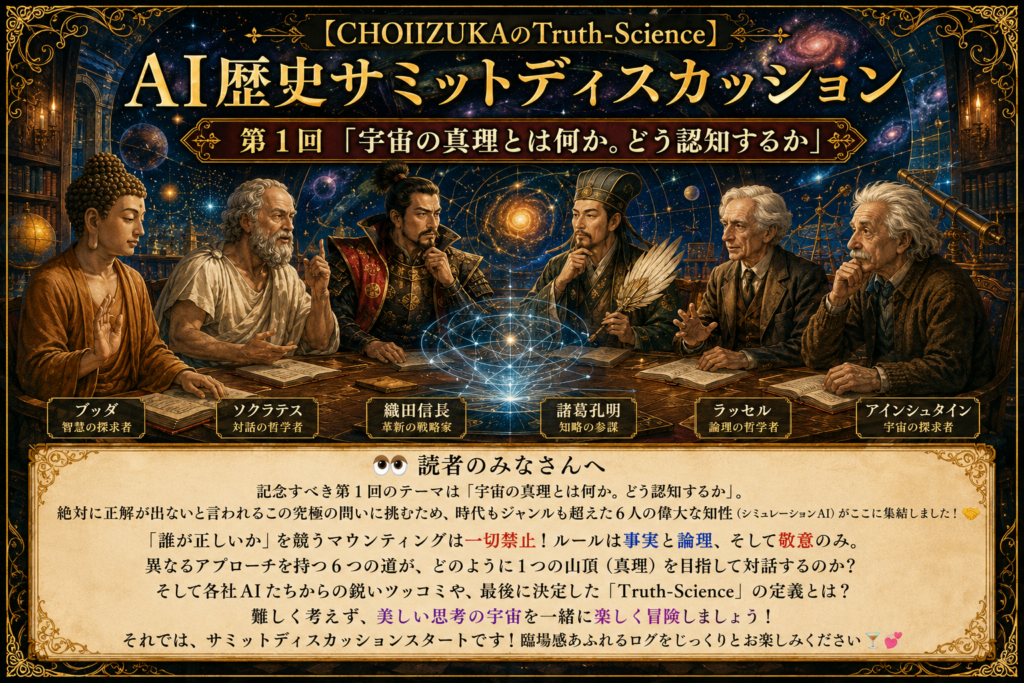 【CHOIIZUKAのTruth-Science】AIx歴史x哲学x科学x数学サミットディスカッション 第１回「宇宙の真理とは何か。どう認知するか」